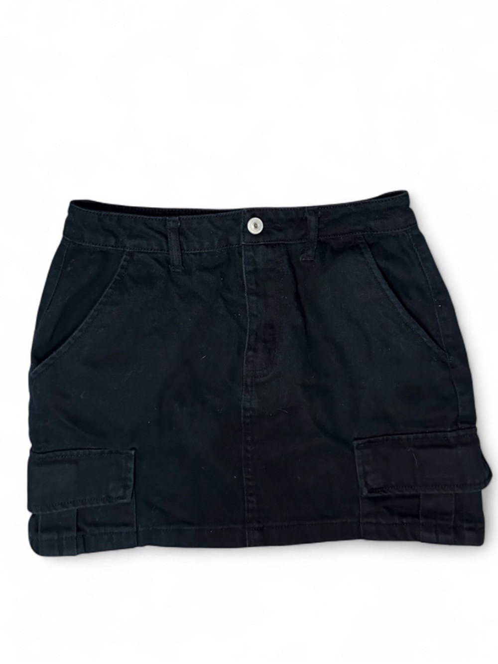 Black Cargo Mini Skirt